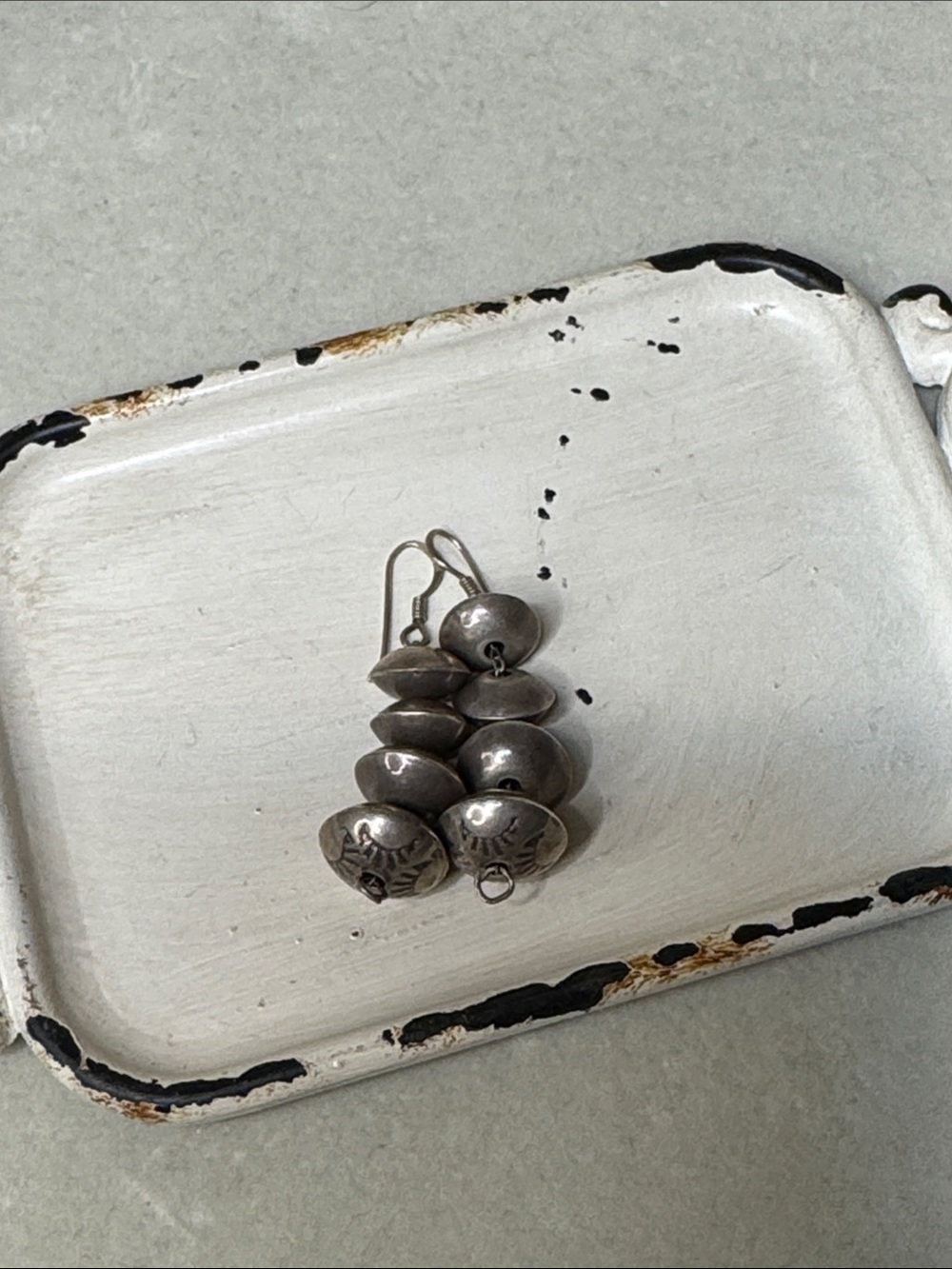Vintage Sterling Silver Native American Navajo Silver Pearl Earrings